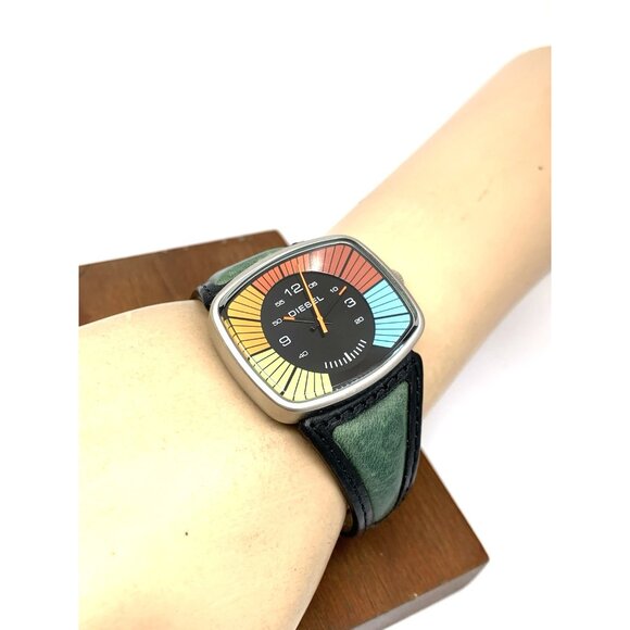 Diesel Women's Watch DZ3022 Quartz Vintage Multicolor Black Leather Band 38mm - Picture 5 of 13